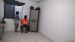 Hot wife says goodbye to her husband!! Then she's left alone at home touching her delicious big juggs