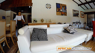 Bubble Booty Ebony Whore Cumming & Squirting On Producers White Penis