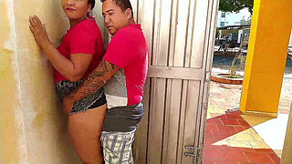 Fucking outdoors in front of the public street with my stepbrother. I am a horny and exhibitionist stepsister