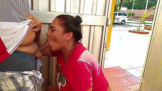 Fucking outdoors in front of the public street with my stepbrother. I am a horny and exhibitionist stepsister