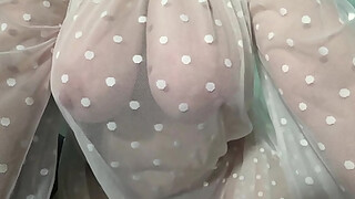 Gorgeous big tits close-up. MILF saggy tits.