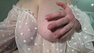 Gorgeous big tits close-up. MILF saggy tits.