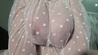 Gorgeous big tits close-up. MILF saggy tits.