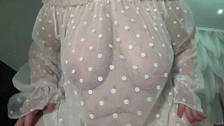 Gorgeous big tits close-up. MILF saggy tits.