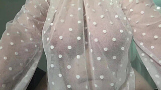 Gorgeous big tits close-up. MILF saggy tits.