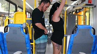 Brunette <censored> on the bus