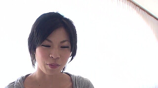 Japanese with big boobies Saki Aoyama blows hard penis uncensored.