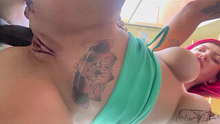 Taking shaft in the arse on the balcony of my house and the neighbors watching him fill my butt with cum