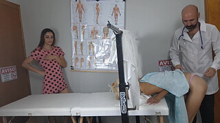 Two sluts go to the gynecologist to let him play with their pussy!
