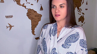 Milky Stepmother's Boner was Licked by Her Stepson on the Kitchen