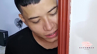 Roomie spies on me in my room and lets me fuck him - Savannah Watson