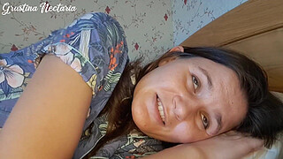 You loving Russian girlfriend is waking you up by sucking your penis (ASMR)