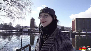 GERMAN SCOUT - Black Hair PAWG Glasses Babe Melli Venom Pick Up for First Casting Fuck in Berlin