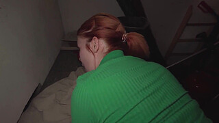 Public Agent Redhead beauty removes the condom from my big penis for real sex