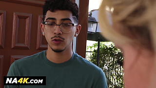 Tiffani Madison gets to unwrap her son's friend's package.