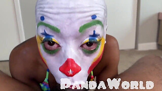 Bald Ebony Clown Bitch Cleo Panda Deepthroat BBC FaceFuck Anal Savagery