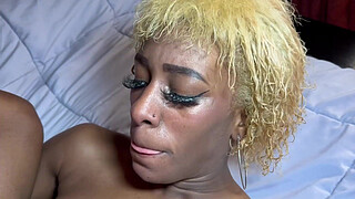 Latina with an incredible arse talks dirty while she gets two huge cocks