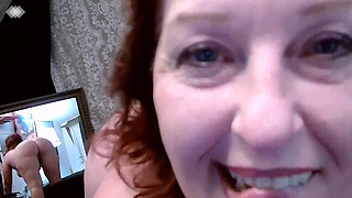 275 From way back in 2018 Sexy Voluptuous DawnSkye1962 Is showing off her body before riding big white dildo