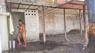 My stepmother catches me watching her when she showers outdoors