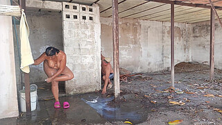 My stepmother catches me watching her when she showers outdoors