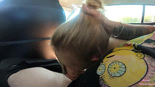 Taxi ride gone wild! Vicky sucks me on a back seat!