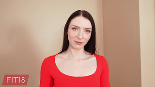 Fit18 - Celestina Blooms - Casting Blue Eye Snow White Hottie In Fire Red Bodysuit