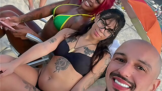 I met 2 hotties on Copacabana beach and asked them to do porn.