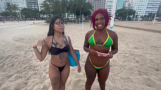 I met 2 hotties on Copacabana beach and asked them to do porn.