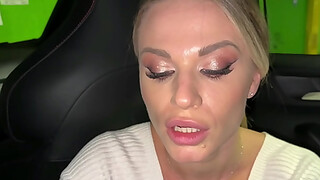 Risky Public Blowjob: Blonde Whore Swallows It All