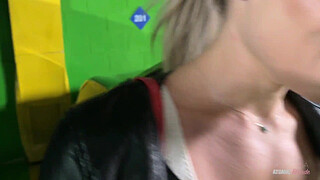 Risky Public Blowjob: Blonde Whore Swallows It All