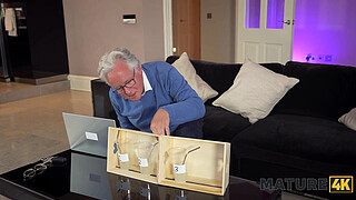 MATURE4K. Her sexy business turned into a hot sex with the neighbour, while husband was waiting next door