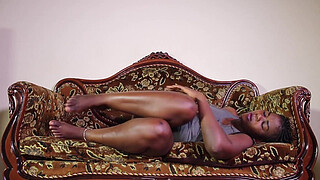 Surprised masturbating after work, my pretty hot neighbor spreads my feet so that I lick her sweet booty followed by a first anal fuck