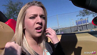 Sweet blonde Babe with Overknee Socks Pick Up and talk to Fuck and Facial by older Guy