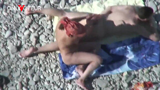 Beach Voyeur. Busty cougar MILF getting fucked by young guy