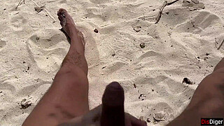 Public Pickup Stepmom and Stepdaughter on Beach - Risky Shaft Flashing Cum on Face