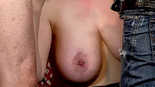 Young brunette fucks hard with a guy and sucks cock