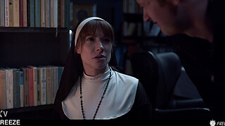 Russian Redhead Nun Used in Freeze Time Fuck - Hot Blasfemy Real Life Doll Sex with Sata Jones