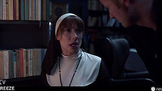 Russian Redhead Nun Used in Freeze Time Fuck - Hot Blasfemy Real Life Doll Sex with Sata Jones