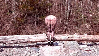 Fishnet pantyhose on big arse