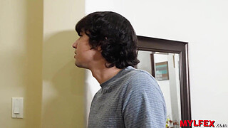 Mylfex - Lucky Boy Visits his Friend but Instead Caught his Step-Mom in the Bathroom