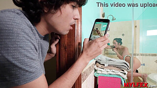 Mylfex - Lucky Boy Visits his Friend but Instead Caught his Step-Mom in the Bathroom