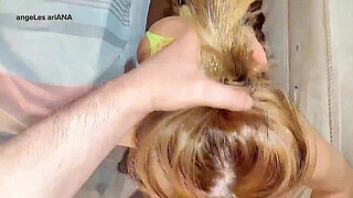 Hot blonde gets a facial .Anal POV