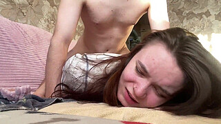 My neighbor fucks me roughly. I scream loudly and cum many times from his big penis