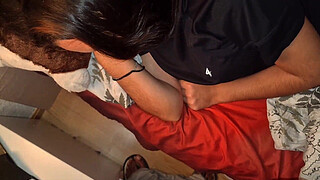 I finally fuck my step son's girlfriend, deep throat and creampie on her big titties nature