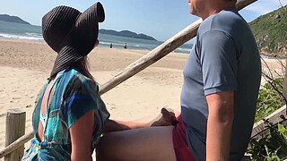 Milf teased a stranger with her tongue and he fucked her in the booty in front of everyone