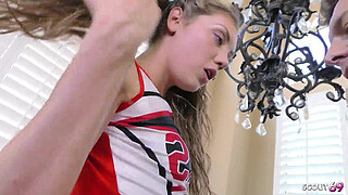 Petite Cheerleader Teen Elena Koshka <censored> her older Coach to Fuck when home alone