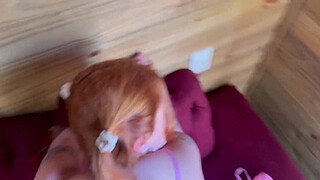 Pink pussy squirts on stepdad's cock