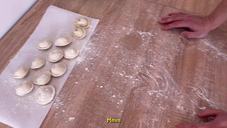 My stepsister was hungry and I made her dumplings and fucked her