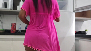 Maid went to work wearing only a bikini and ended up having sex with her boss's husband and getting cum in her face (Adam and Eve)