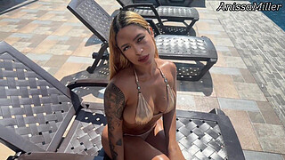 Beautiful Latina boss with big arse fucks her butler on a sunny day - anissamiller